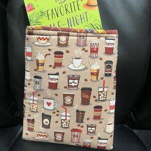 Coffee Themed Fabric Book Sleeve